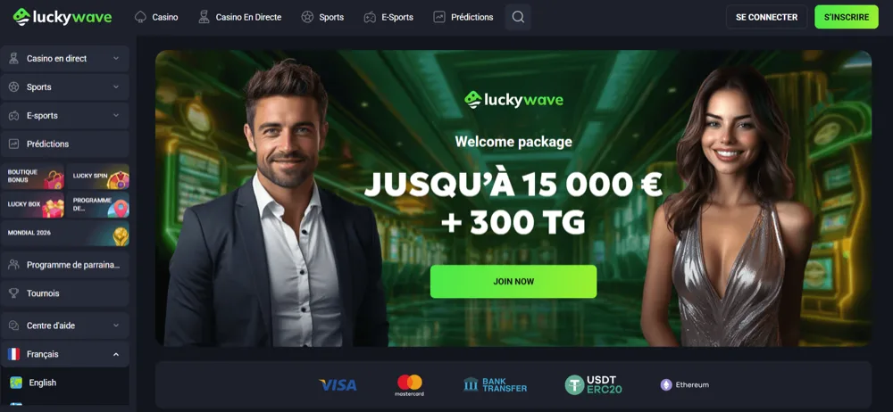 LuckyWave -- 350 % Jusqu'à 15 000 € + 350 FS homepage depot neosurf casino