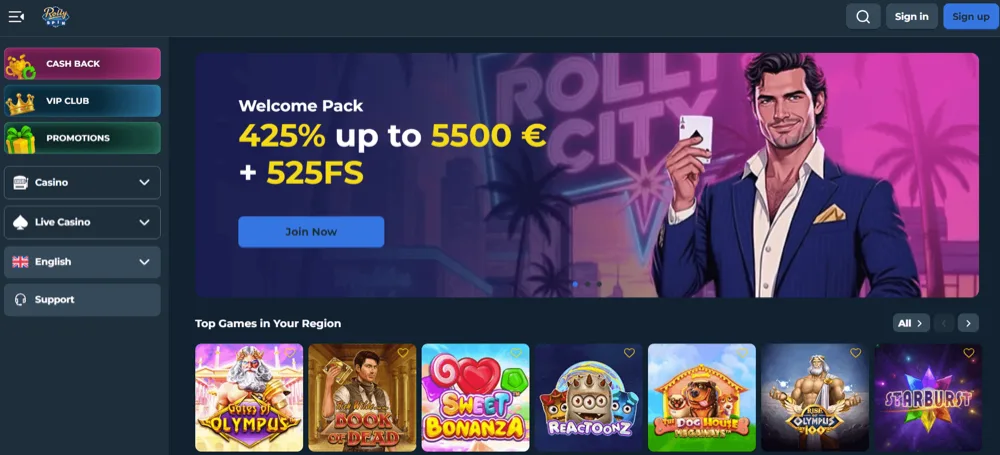RollySpin -- 100 % Jusqu'à 1 000 € + 410 FS homepage depot neosurf casino