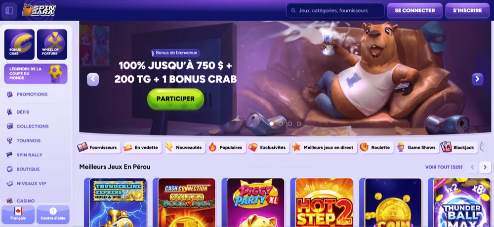 Spinbara -- 150 % Jusqu'à 1 500 € + 200 FS + 1 Crab homepage casino acceptant neosurf