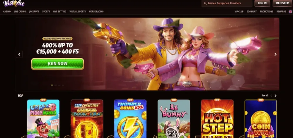 WestAce -- 300 % Jusqu'à 2 000 € + 150 FS homepage casino acceptant neosurf